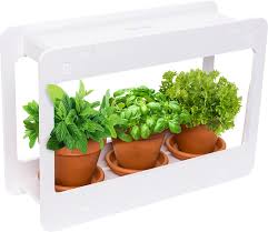 Amazon Com Mindful Design Led Indoor Herb Garden At Home Mini Window Planter Kit For Herbs Succulents And Vegetables White Garden Outdoor