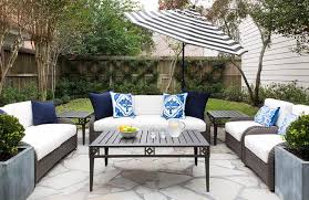 Gray Wicker Outdoor Sofa With Black And