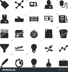 Solid Vector Icon Set Fence Flat Stock Vector Royalty Free