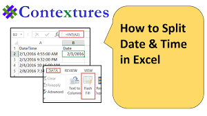 how to split date and time in excel