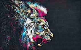 abstract artistic colorful lion hd