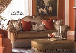tino honey walnut wood trim sofa