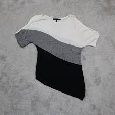 White House Black Market Women Asymmetrical Sweater Cap Sleeve Multi Size Small