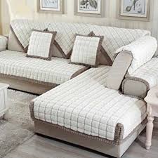plain white cotton l shape sofa cover
