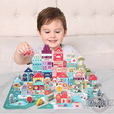 ĐỒ CHƠI GỖ CAO CẤP] Bộ xếp hình khối xây dựng thành phố trong mơ bằng gỗ - đồ  chơi cho bé trai