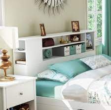 wooden bookcase headboard bed