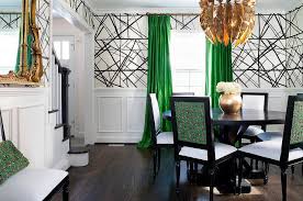 green and black dining room with gold
