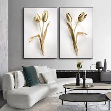 home decor gold flower picture wall art