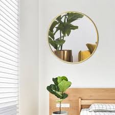Large Round Gold Wall Mirror Brushed