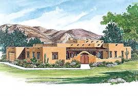 Santa Fe Adobe Style Home House Plan