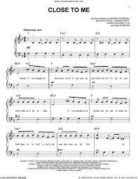 close to me sheet for piano solo