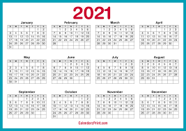 Monthly and weeekly calendars available. 2021 Calendar Printable Free Horizontal Hd Turquoise Blue Calendarzprint Free Calendars Printable Calendars