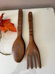 Vintage Wood Fork And Spoon Wall Decor
