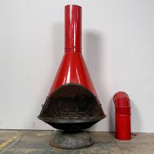 Vintage Red Preway Metal Cone Fireplace
