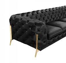 Modern Black Velvet Sectional Sofa
