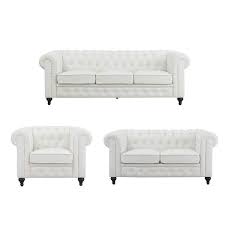 homestock chesterfield sofa set 3 piece