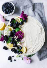 lemon blueberry layer cake with cream