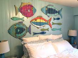 fish wall art wooden sign beach house