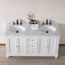Get 5% in rewards with club o! Stufurhome Kent 60 Inch White Double Sink Bathroom Vanity With Drains Stufurhome