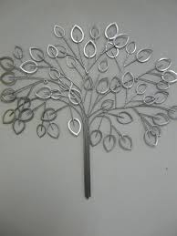 Metal Wall Art Silver Laurel Leaf Tree