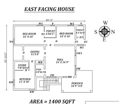 39 X35 2bhk East Facing House Plan As