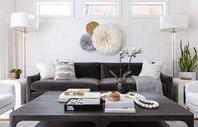 gray sofas in the living room