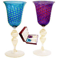 Murano Wine Glass Set Mouthblown In