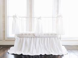 white ruffle crib bed set for boy or