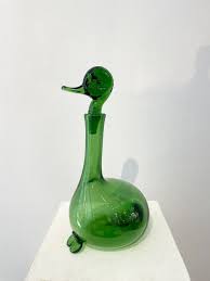 Rare Vintage Empoli Green Glass Duck