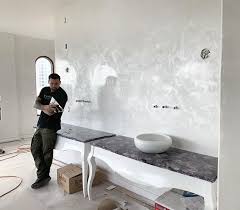 White Venetian Plaster With Silver