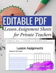 Editable Pdf Music Lesson Assignment Sheet