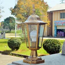 retro pillar light glass lantern garden