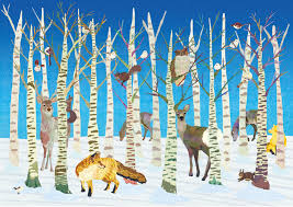 北海道の動物達と冬の白樺並木／2022年カレンダーより | アートブランドCOMOデザイナー・ミレイの仕事録