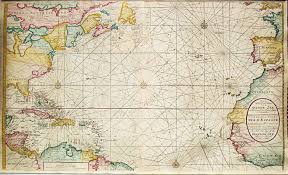 Old Antique Sea Chart Of The North Altantic Ocean Guidrys