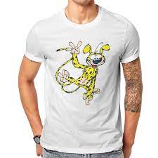 Kaus Leher O Berombak Marsupilami Komik Gaston Lagaffe Katun Murni Asli  Kaus Pria Atasan Mode Besar Diskon Besar|T-shirt