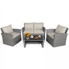 Patio Rattan Furniture Set Sofa Table
