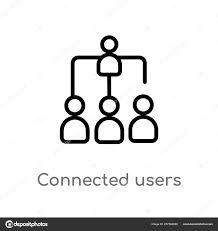 Outline Connected Users Flow Chart Vector Icon Isolated