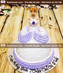 Bánh sinh nhật đẹp hình búp bê Barbie với váy bồng tông tím trắng quý phái  2397 - Bánh Gato vẽ hình