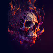 skull in fire flames halloween