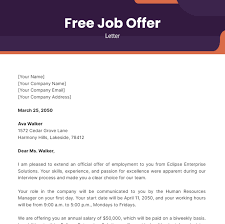 free job offer letter templates
