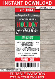 Printable Holiday Party Ticket Invitations Printable Holiday Invites