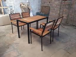 Mild Steel Strip Wood Outdoor Furniture
