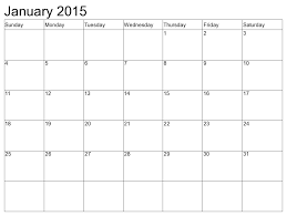Blank Printable Calendar 2015 January Within Printable Monthly