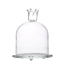 Clear Glass Crown Dome Display Cloche