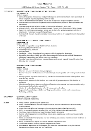 Access all the cv templates below and 1000's more. Maintenance Team Leader Resume Samples Velvet Jobs