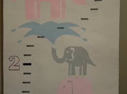 Growth Chart Stacked Elephants Pink And Gray Customizable Handpainted Canvas