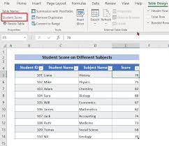 excel shortcuts for renaming tables