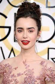 lily collins golden globes beauty look