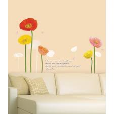 multicolored poppies flowers wall