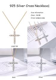 s 925 pure silver diamond inlaid cross